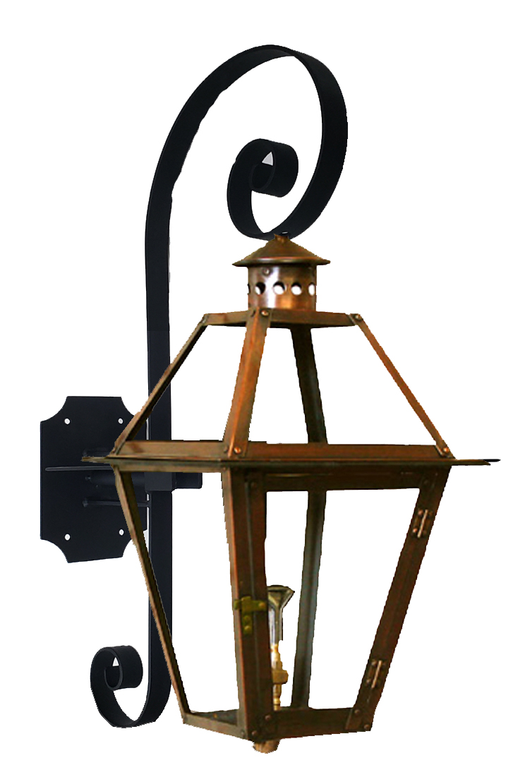 French Quarter Copper Lantern, Brown, 15, Post Mount, Propane
